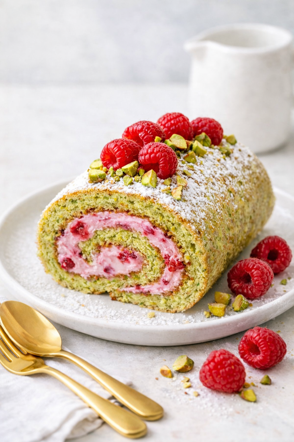Gâteau Roulé Pistache & Crème de Framboises – Recette Gourmande et Facile
